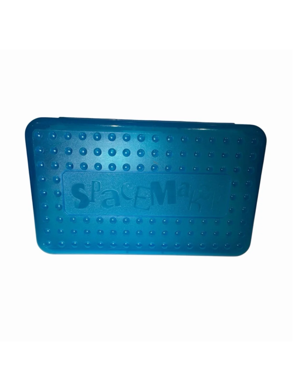 Spacemaker Vintage 90s Pencil Box Case Teal and Clear Made in the USA Nostalgic